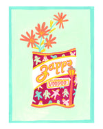 Zapps Voodoo Potato chip bag with flowers illustration by Cora Rose