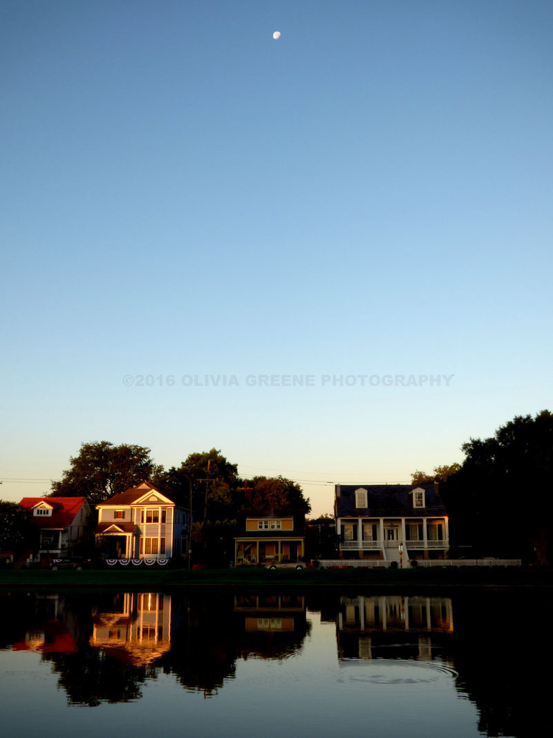 Moon over Bayou Saint John in New Orleans LA photographed at Dusk by Olivia Green