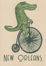 New Orleans Alligator riding a unicycle Screenprint by Kiernan Dunn