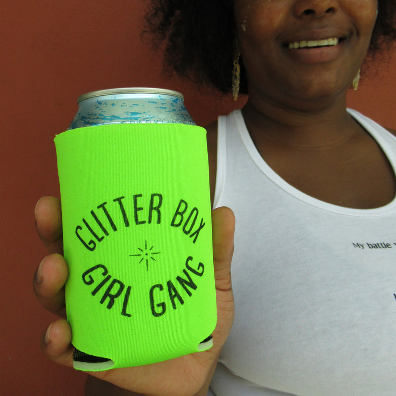 Glitter Box girl gang koozie designed by Katie Barroso