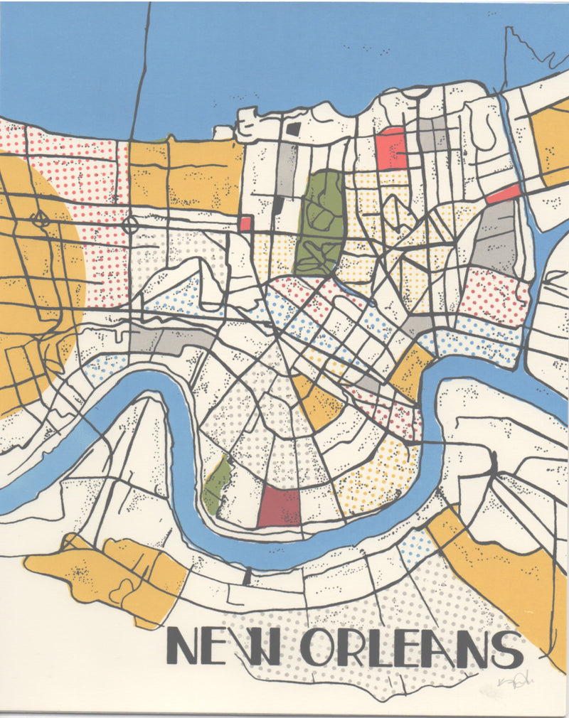 New Orleans Map Screenprint by Kiernan Dunn