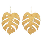 Gold philodendron monstera leaf earrings