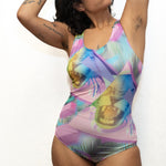 Model wearing Jessica Bizer bathingsuit in Florida Panther