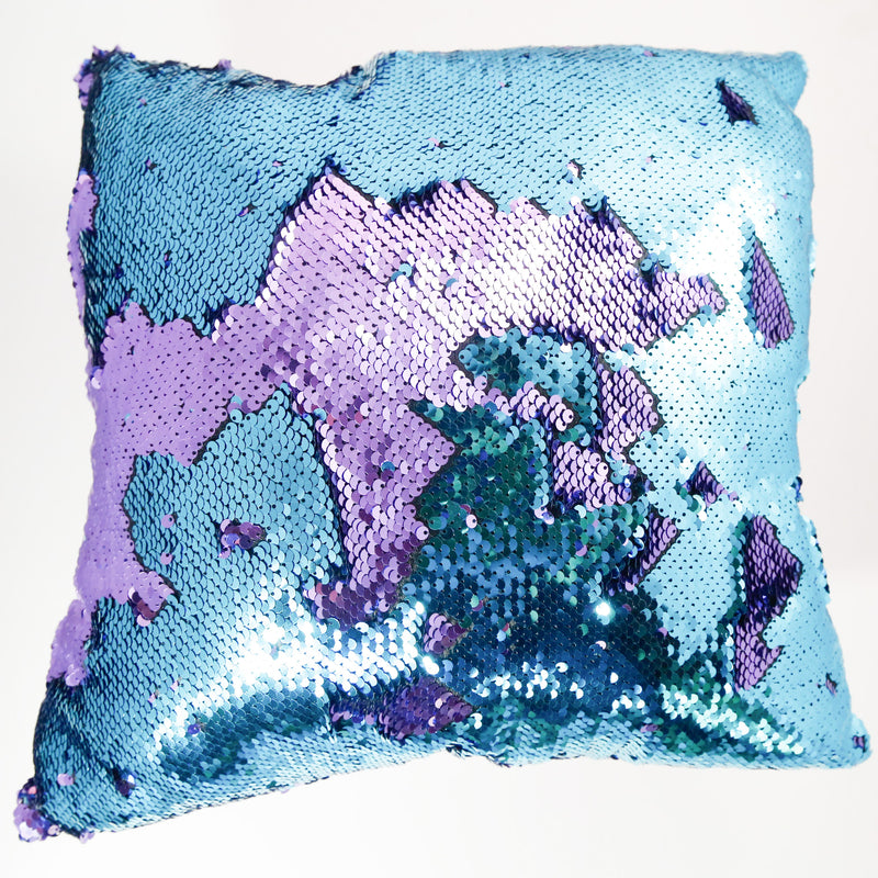 lilac and teal color changing large sequin pillow