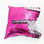 bright pink and silver color changing sequin small pillow