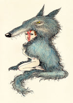 Wolfskin child illustration by Fox & Comet art print