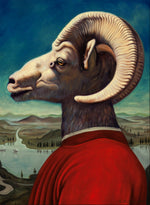 Print of a portrait of a ram in robes by Jane Talton