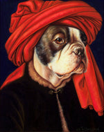 Print of a portrait of a dog wearing a headwrap by Jane Talton